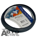 Оплетка на руль круглая Nova Bright 47373 размер М черная с волнообразной рельефн строчк