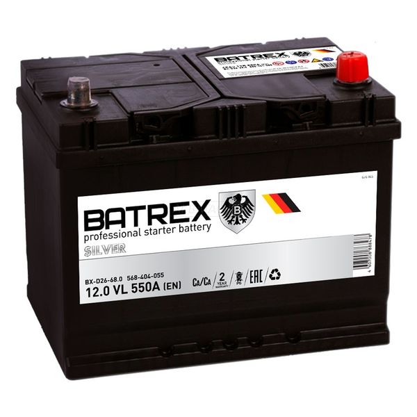 Аккумулятор автомобильный BATREX ASIA 68R 550 А обр. пол. 68 Ач (D26L)
