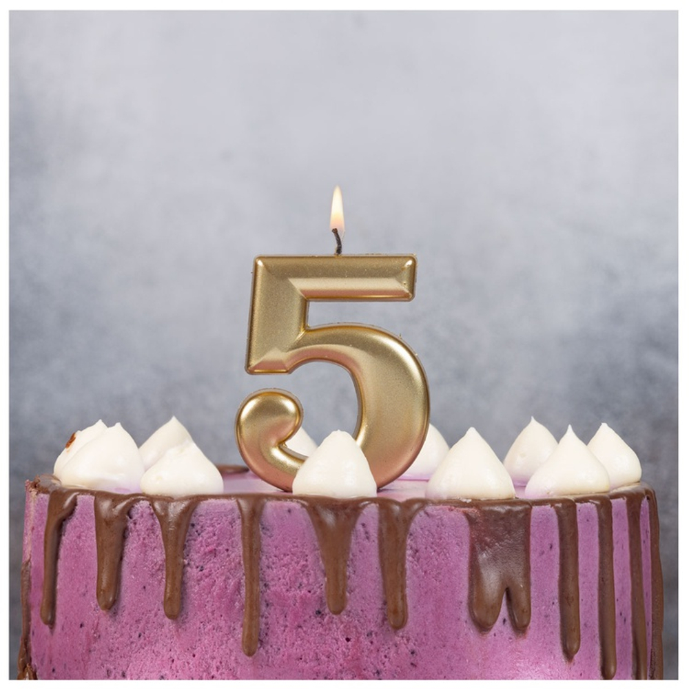 Свечи-цифры Золотые, 8 см