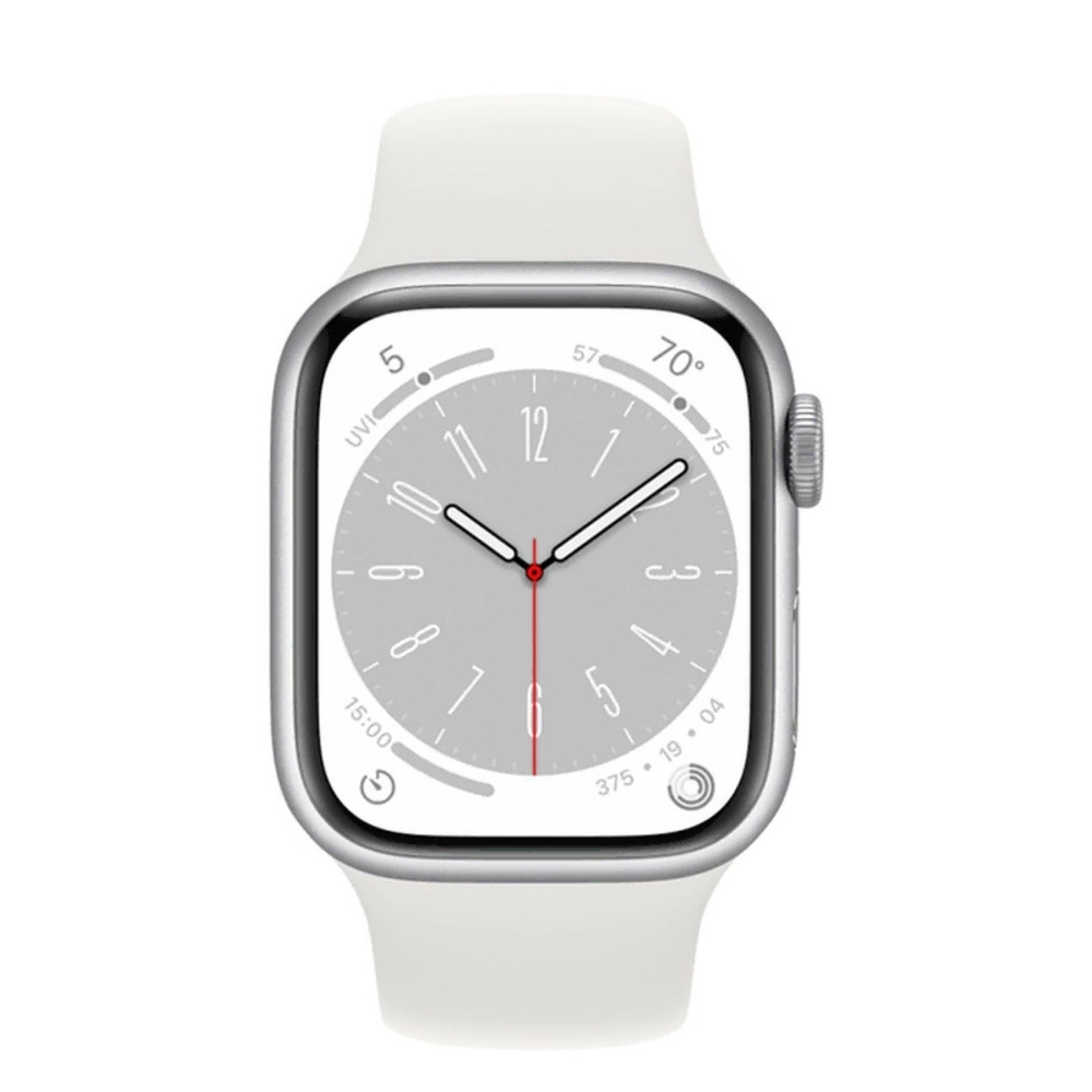 Apple Watch Series 8, 41 мм, из алюминия серебристого цвета, спортивный ремешок