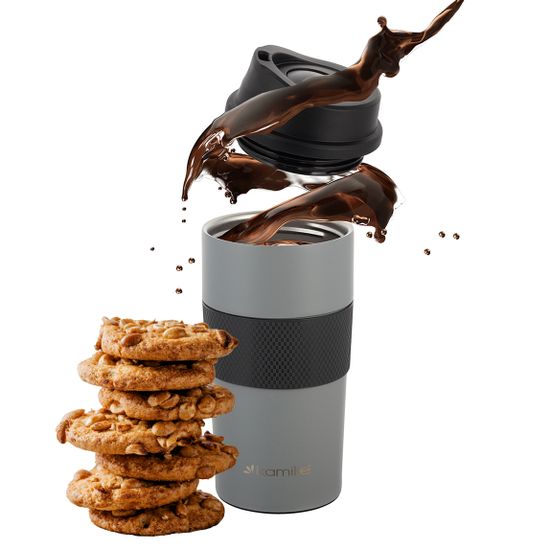 Термокружка 480 мл. из нержавеющей стали Kamille KM 2151A с TPR вставкой