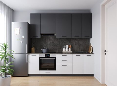 Кухонный гарнитур Лофт 2400 мм стол 38 мм, верхние шкафы 950 мм, ЛДСП, прямая просторная кухня , вместительными ящиками, в индустриальном стиле для гостиной,