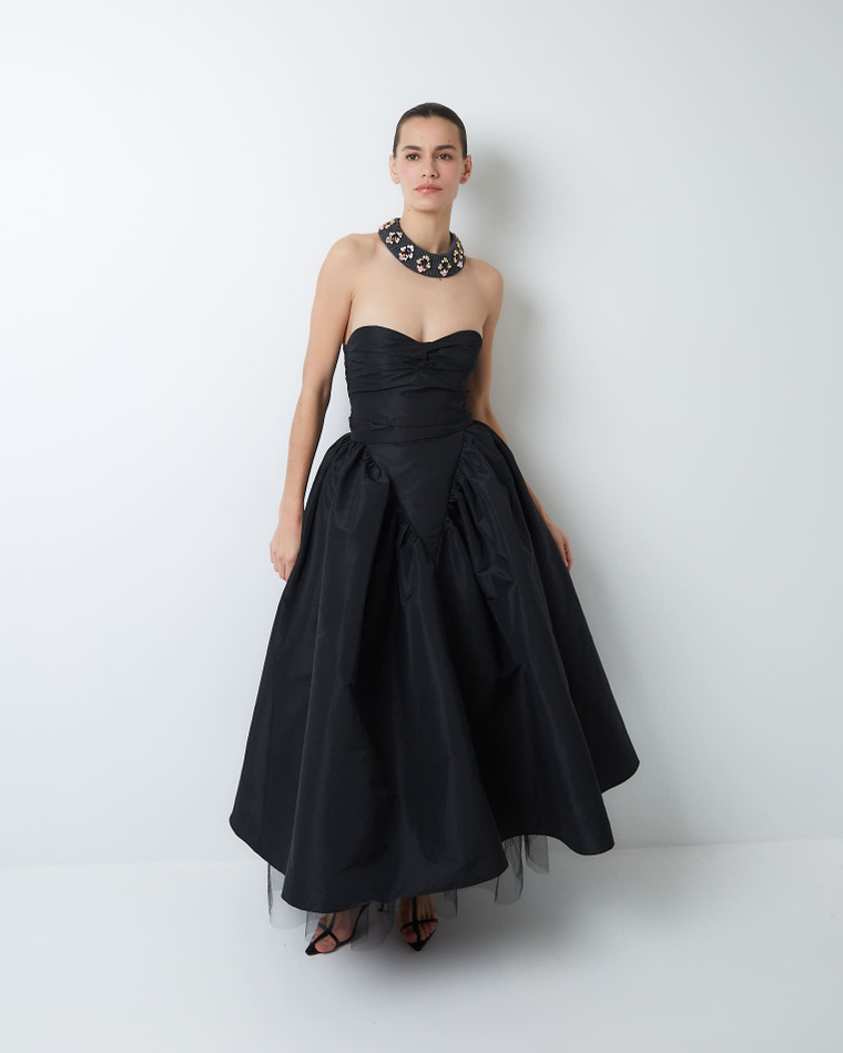 Топ-корсет из тафты черный