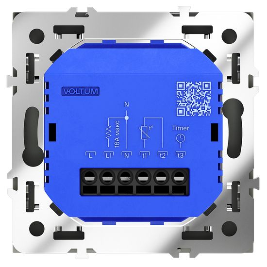 Терморегулятор электронный VOLTUM S70 с индикацией и датчиком, для теплого пола, (черный матовый)
