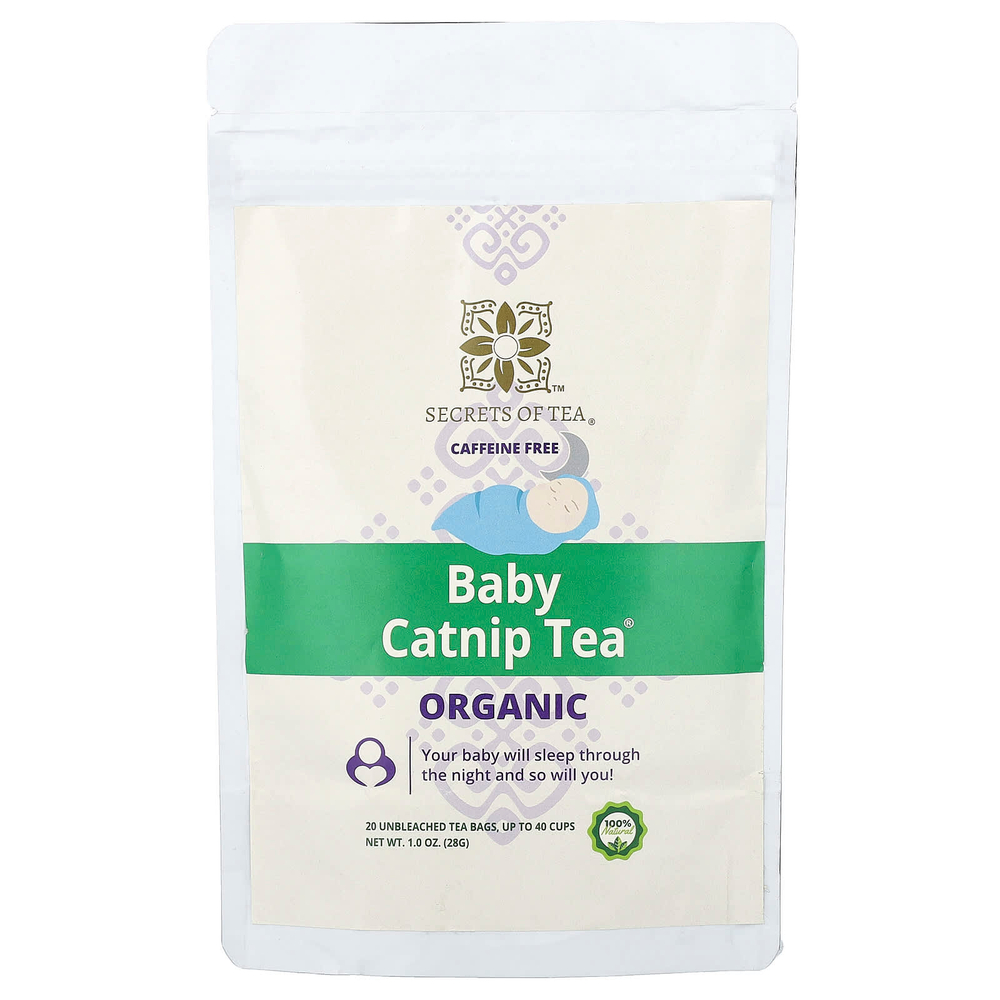Secrets of Tea, Organic Baby Catnip Tea®, без кофеина, 20 неотбеленных чайных пакетиков, 28 г (1 унция)