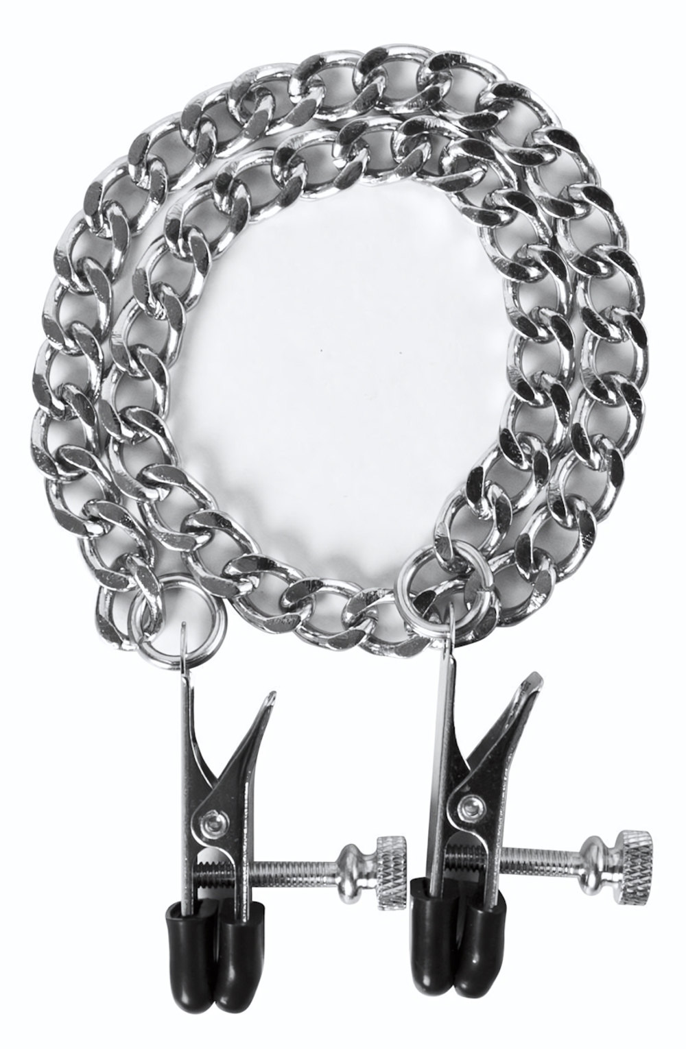 Регулируемые зажимы на соски Flat Nipple Screw с цепочкой (Цвет: серебро)