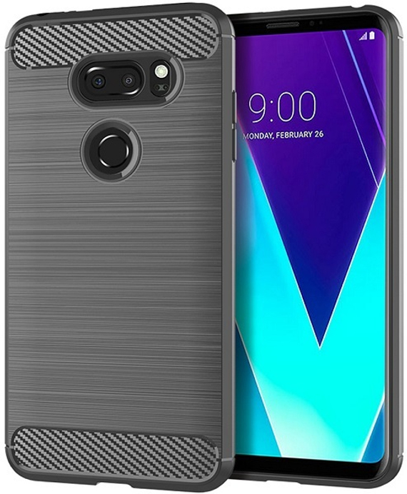 Чехол для LG V30S ThinQ (V30S+ ThinQ, V35 ThinQ) цвет Gray (серый), серия Carbon от Caseport