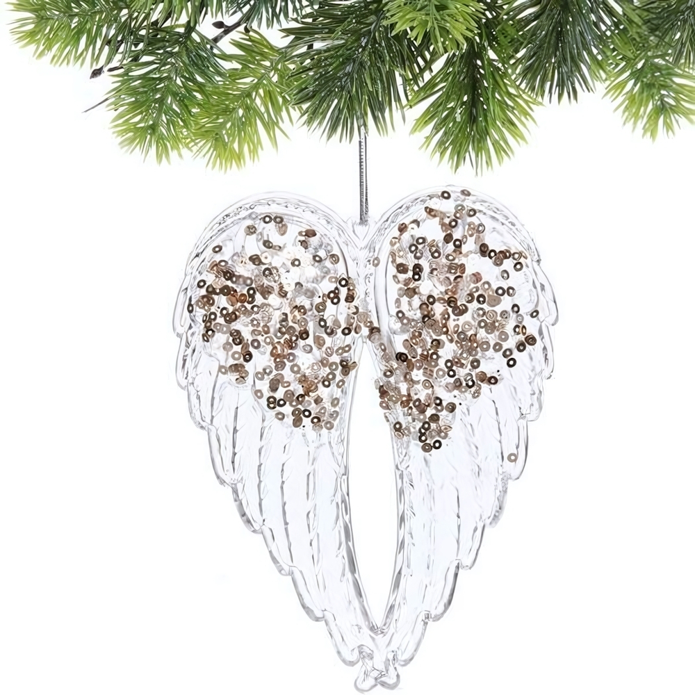 Подвеска "Изящные крылья" 14,5*11,5 см, Белый/Золотой блеск (Серпантин)