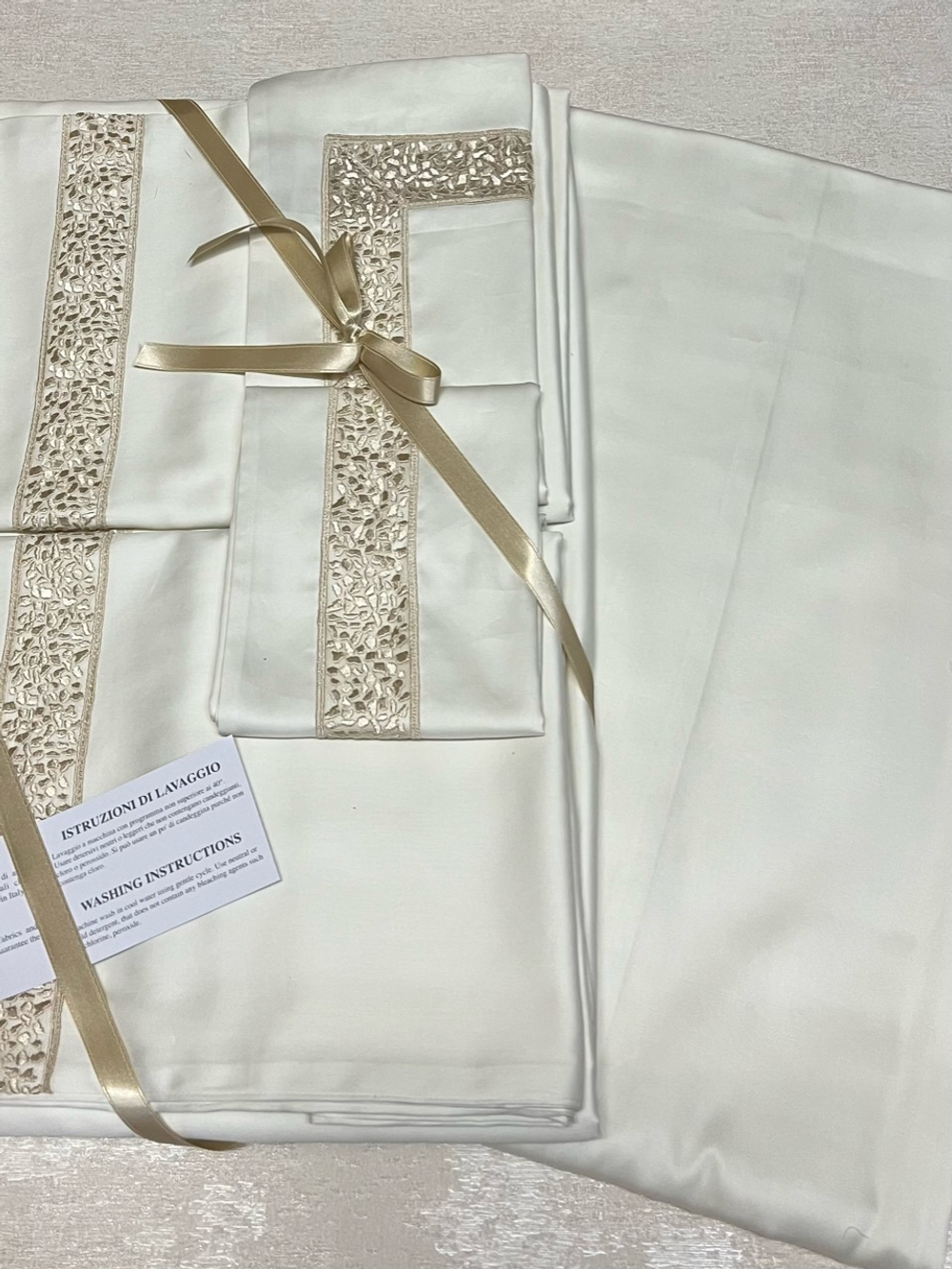 Постельное белье 2 спальное евро Emozioni Italiane Double шампань/сливочное