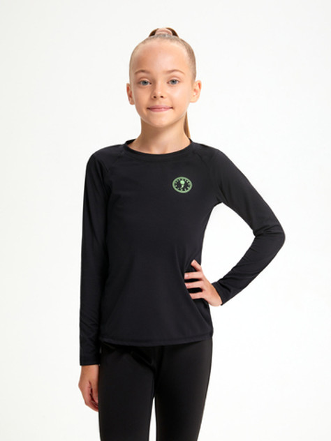 Лонгслив для гимнастики для девочек, черный Forward by Viner