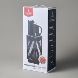 НАБОР НОЖЕЙ AGNESS НЖС НА ПЛАСТИКОВОЙ ВРАЩАЮЩЕЙСЯ ПОДСТАВКЕ 8 ПР.