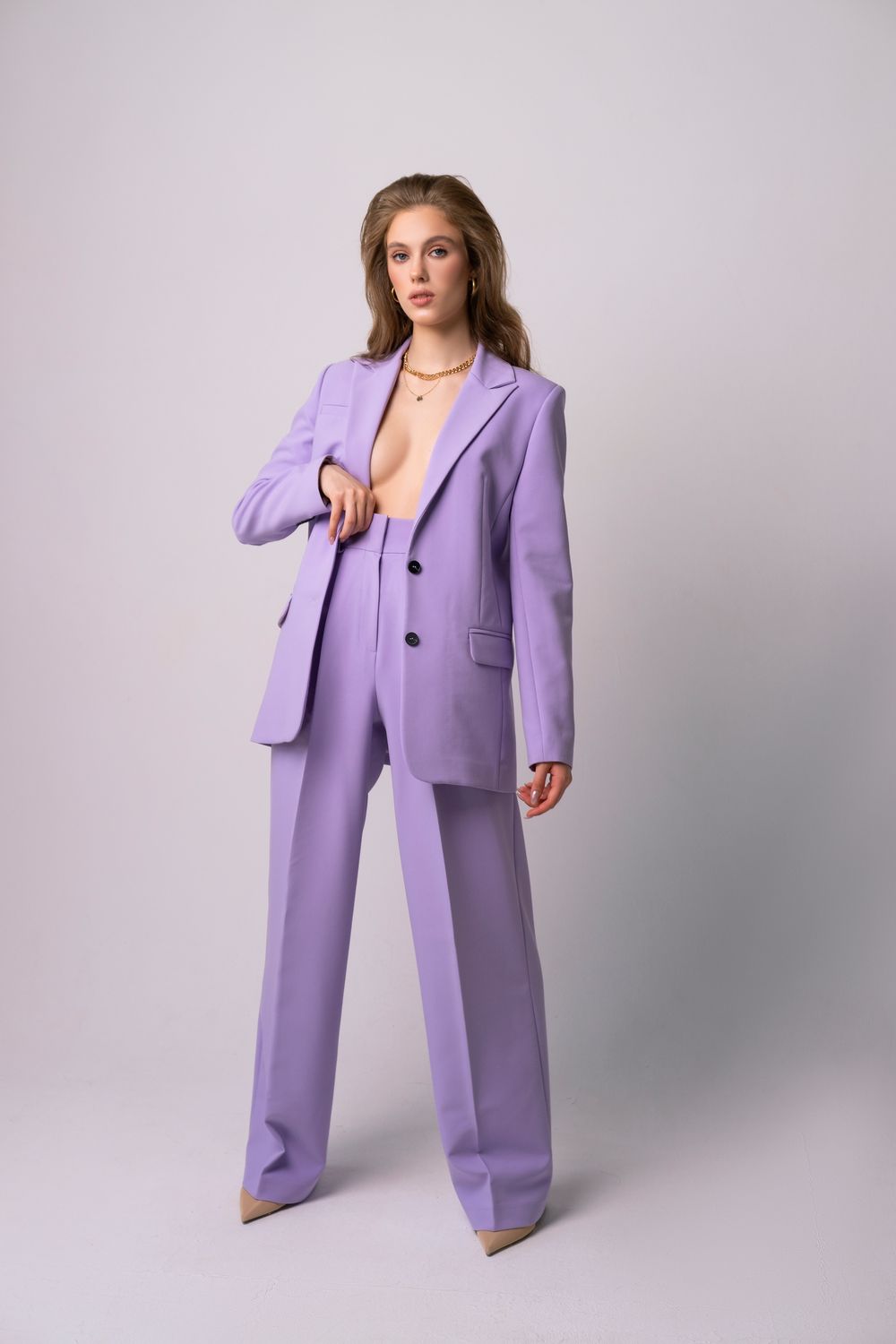 Брюки-палаццо лиловый