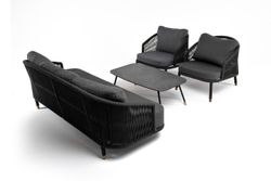 "Верона" лаунж-зона 5-местная плетеная из роупа (веревки), каркас алюминиевый темно-серый, роуп темно-серый