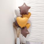 Шар (19''/48 см) Звезда, Кофе Латте, Сатин, 1 шт.