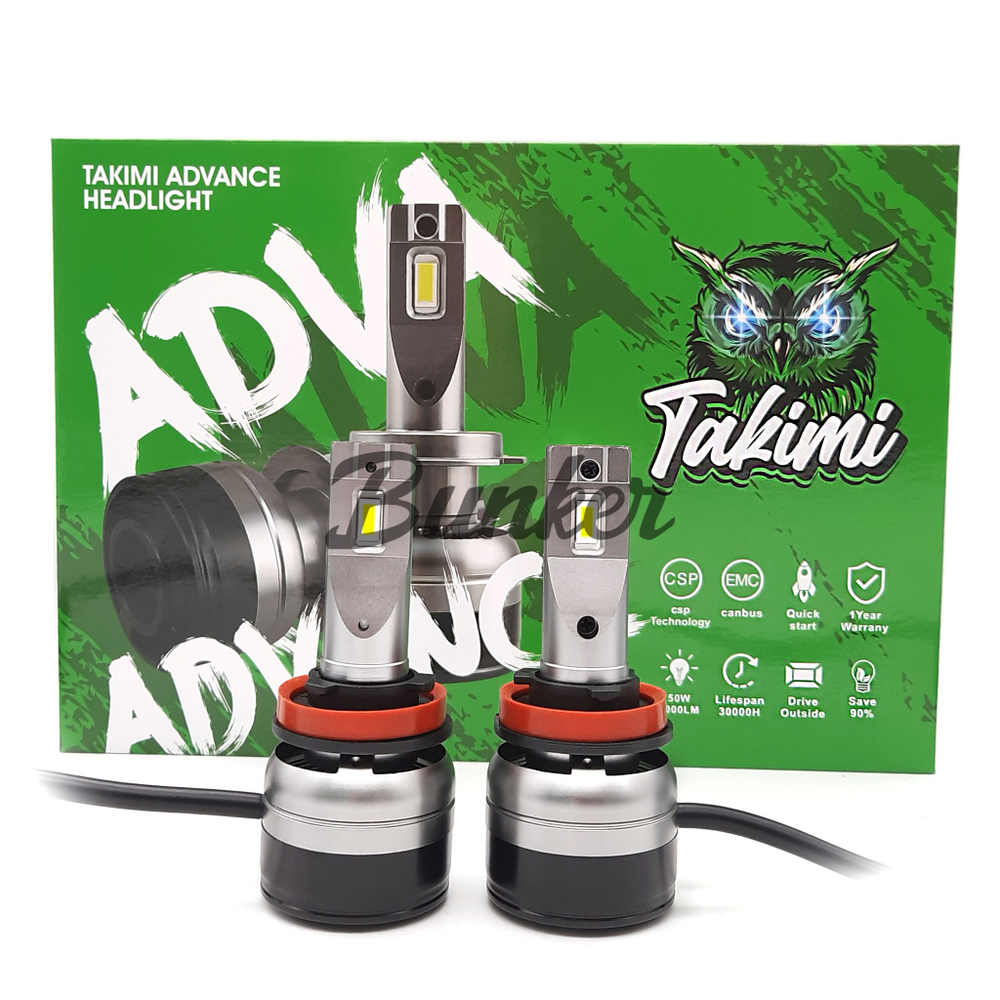 Светодиодные автомобильные LED лампы TaKiMi Advance H11/8/9/16 6500K 12V
