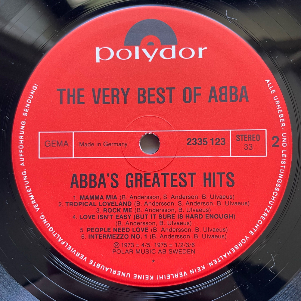 Винтажная виниловая пластинка LP ABBA АББА, The Very Best Of ABBA (ABBA's Greatest Hits) (Германия 1976)