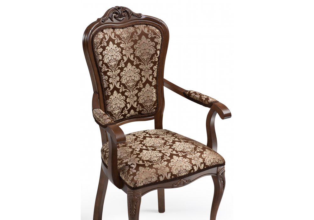 Стул деревянный Woodville Руджеро с мягкими подлокотниками орех, шоколад, ножки орех