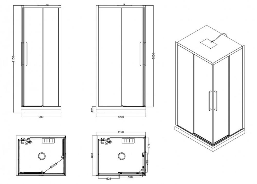 Душевая кабина Esbano ESKM129CKRR 120x90x215 черный