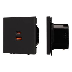 Механизм розетки с быстрой USB зарядкой SCT-NOBE-MUAC-SFPL-FC-BK (65W, QC3) (Arlight, Черный оникс) 054317