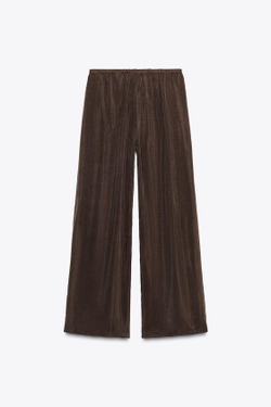 ZARA БРЮКИ С РАЗРЕЗАМИ — ZW COLLECTION, ТЕМНО-КОРИЧНЕВЫЙ