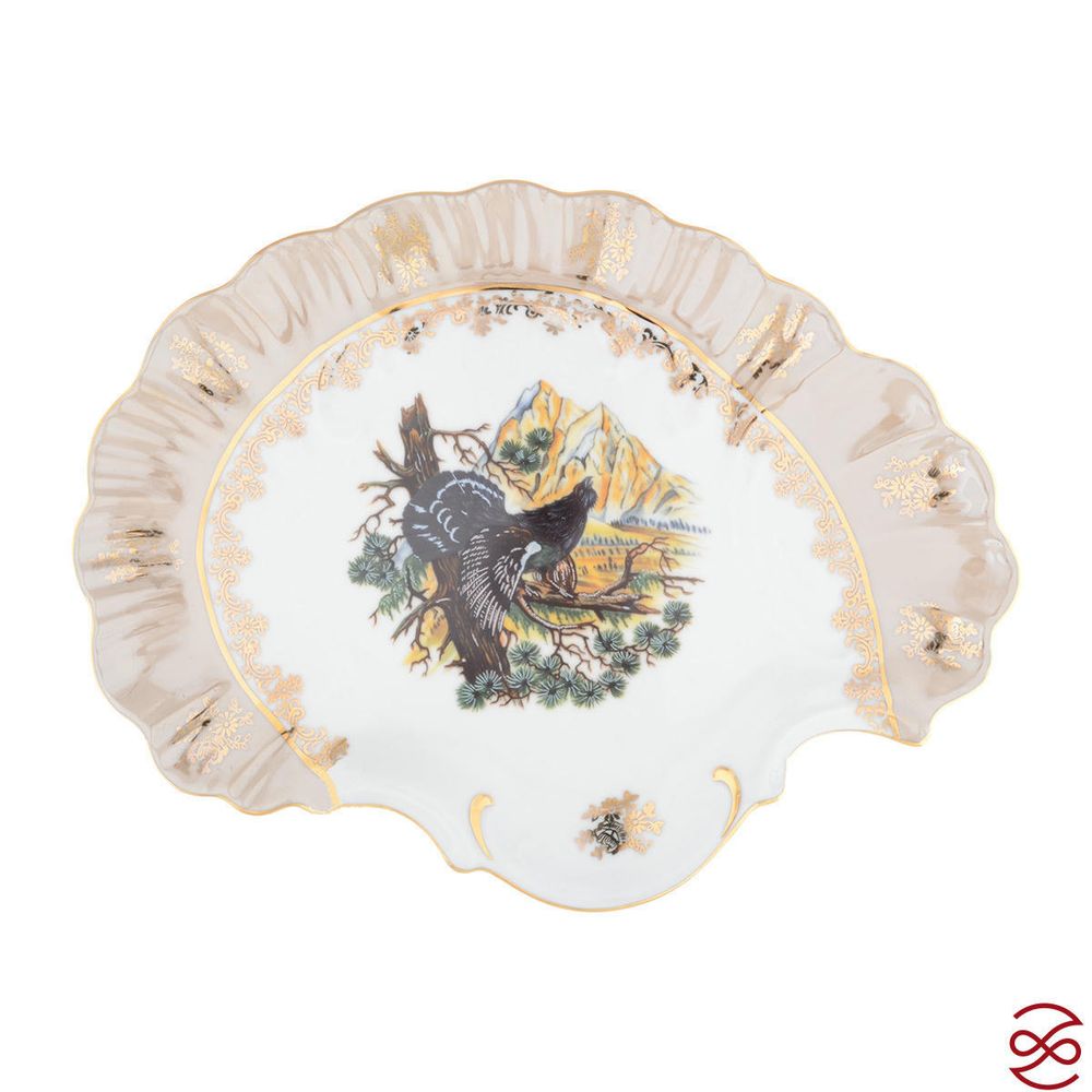Блюдо ракушка Queen's Crown Aristokrat Охота бежевая 31 см
