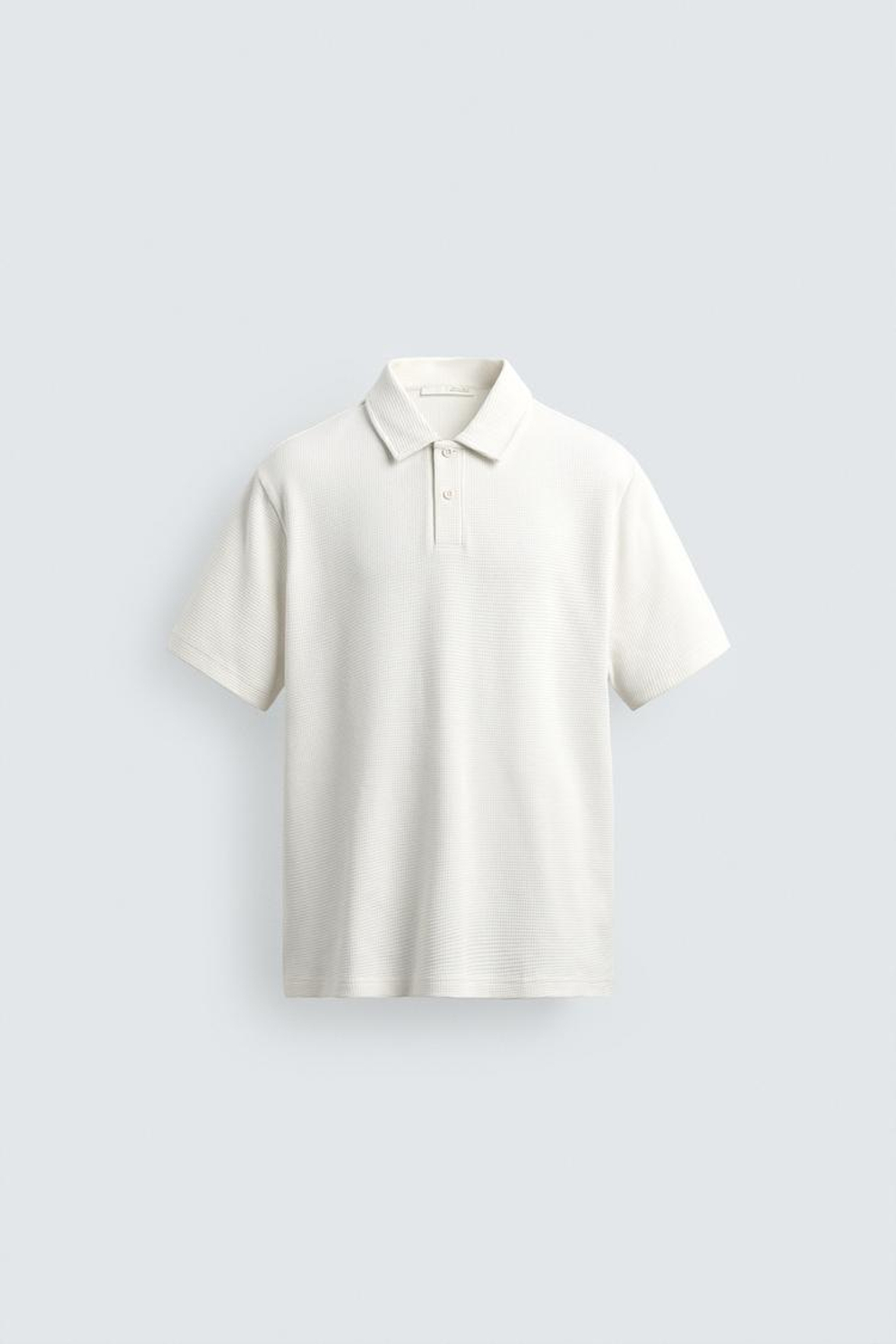 ZARA ПОЛО ИЗ РЕЛЬЕФНОЙ ТКАНИ ВАФЕЛЬНОГО ПЕРЕПЛЕТЕНИЯ, ЭКРЮ