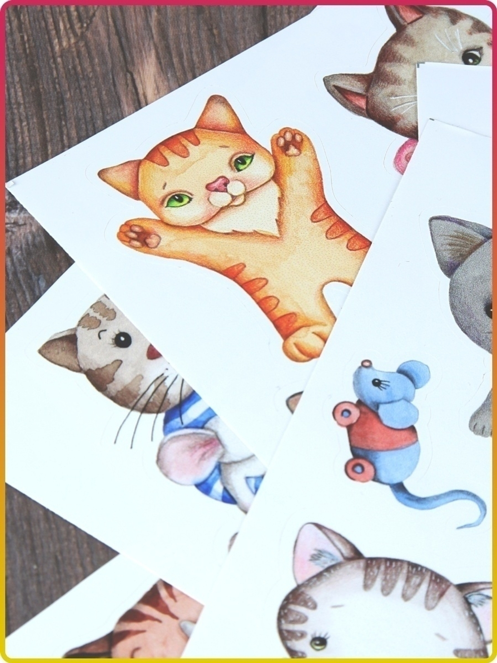 Наклейки стикеры кошки, котики, наклейки коты, детские