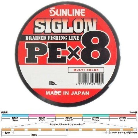 Плетеный шнур SUNLINE SIGLON PE X8 100M MULTI COLOR #12 160LB