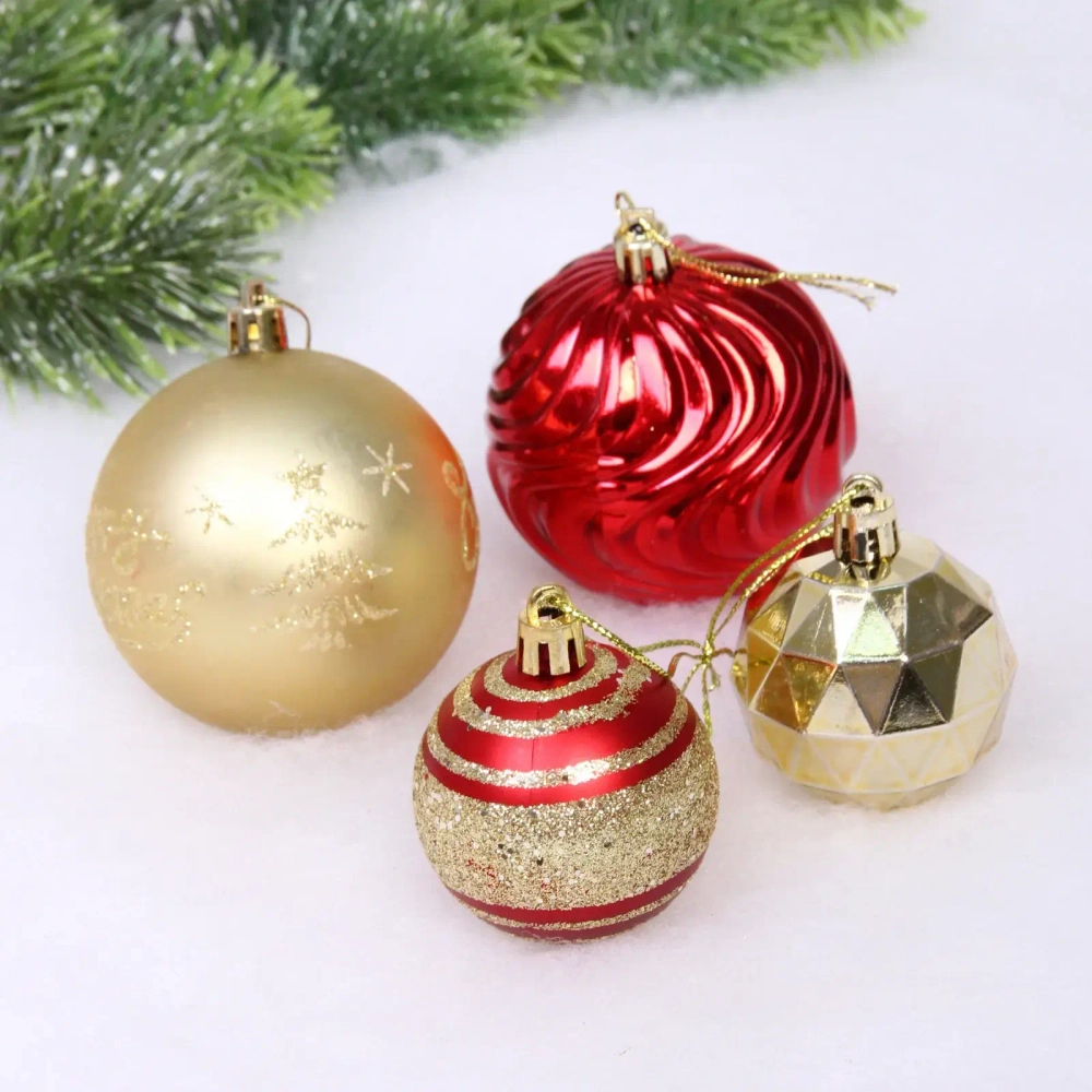 Набор шаров «Winter miracle» 7 см + 5 см (24 предмета), Красный/Золото