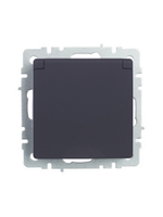 BRITE Розетка 1-местная с заземлением с защитными шторками и крышкой 16А IP44 РСбш10-3-44-БрГ графит IEK