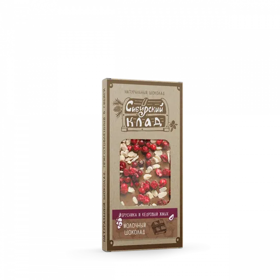 Шоколад молочный Брусника и кедровый жмых 30г
