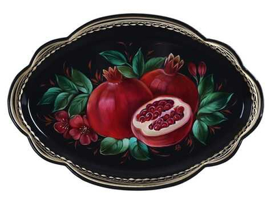 Жостовский поднос декоративный, размер 32х22 см (A11), металлический