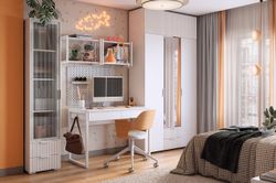 Антресоль "Зефир" трехдверная 119.01 (Белое дерево/Белый (эмаль))