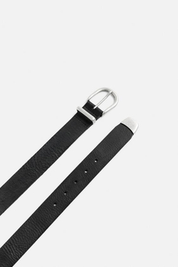 ZARA РЕМЕНЬ ИЗ КОЖИ С ЭФФЕКТОМ ПОТЕРТОСТИ, АНТРАЦИТОВО-СЕРЫЙ