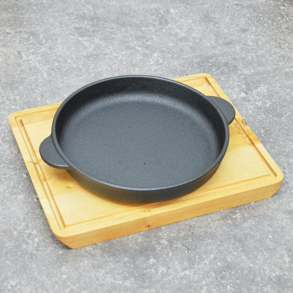 Сковорода 16см чугунная порционная с 2 ручками на подставке, тм MY REAL IRON COOK