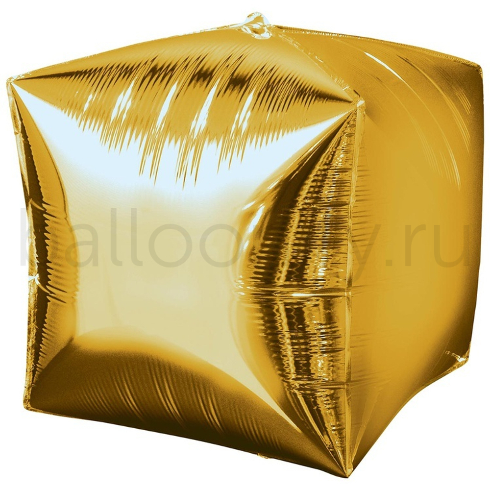 Фольгированная фигура, 3D Куб 15"/38СМ Металлик Gold
