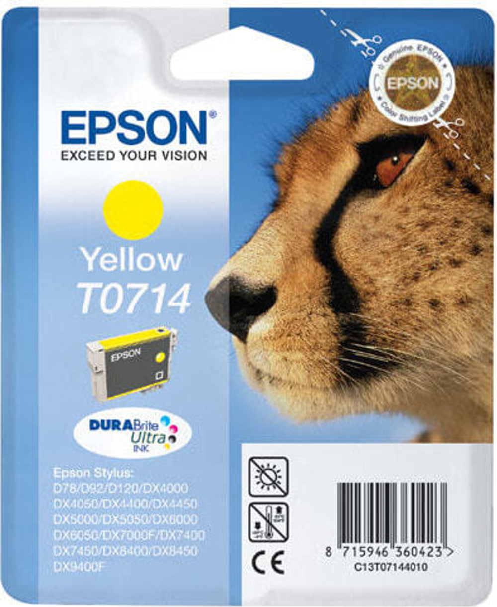 Epson Cheetah T0714 Подлинный Желтый 1 шт C13T07144011