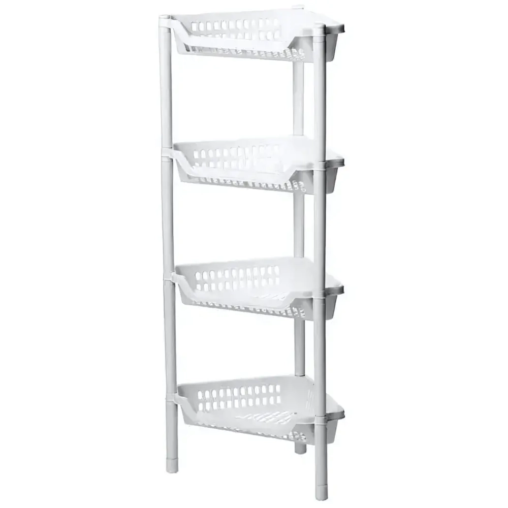 Полка угловая ЕВРО на колесах (4 секции) Белый 0,79,38х0,27м