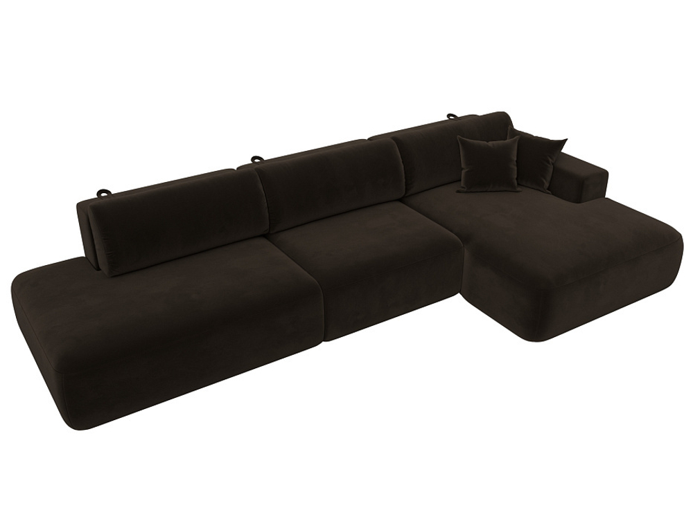 Диван угловой Лига-036 НПБ Модерн Лонг правый угол МИКРОВЕЛЬВЕТ Коричневый