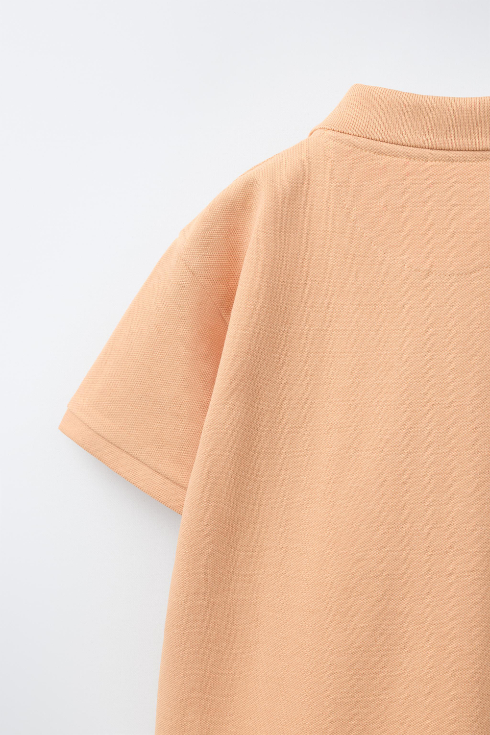 ZARA БАЗОВОЕ ПОЛО ИЗ ПИКЕ, ПЕРСИКОВЫЙ