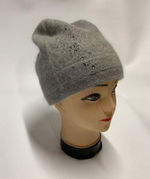 Стильная яркая серая вязаная зимняя женская шапка со стразами из ангоры и нейлона SH H9509-1A