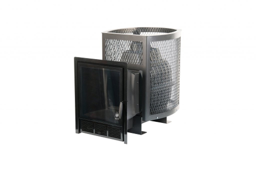 Печь банная чугунная "Сибирь-24" ПРО. Панорамная дверца (сетка)