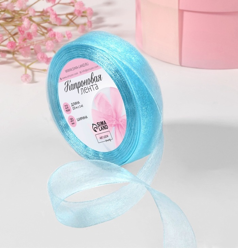 Лента капроновая, 20 мм, голубая