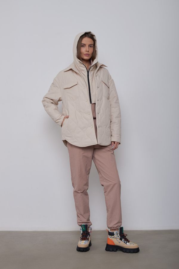 Куртка-рубашка стёганая AW015 ванильная - фото 7