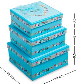 WG-29-B Набор коробок из 3шт «Квадрат» цв.голубой