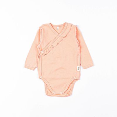 Long-sleeved kimono bodysuit with ruffles 3-18 months - Flamingo