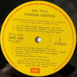Винтажная виниловая пластинка LP Sheena Easton Do You (Индия 1985)