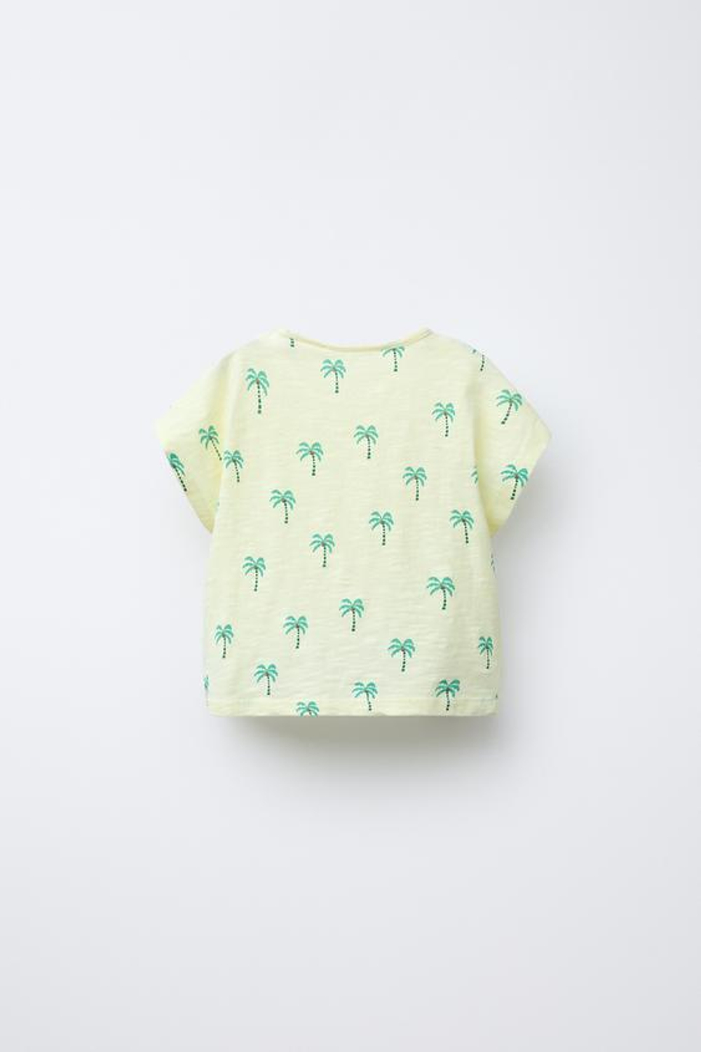 ZARA ФУТБОЛКА С ПРИНТОМ «ПАЛЬМЫ», СВЕТЛО-ЖЕЛТЫЙ