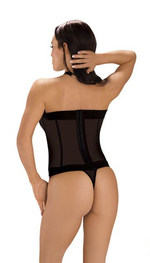 Укороченный корсет с полупрозрачной вставкой на животике (Размер: M) (Цвет: черный)