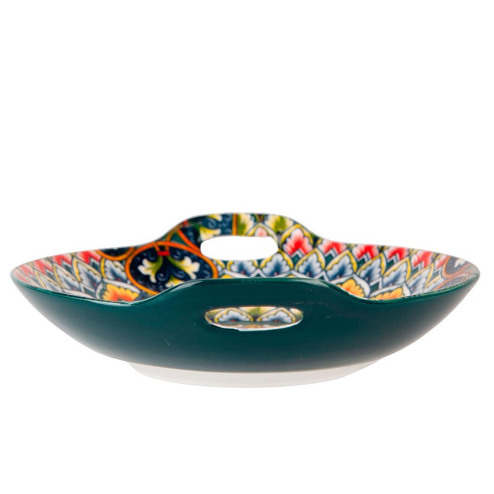 Блюдо с ручками " " (зеленый) 22,5х20.5х4,5см (min9) (транспортная упаковка)